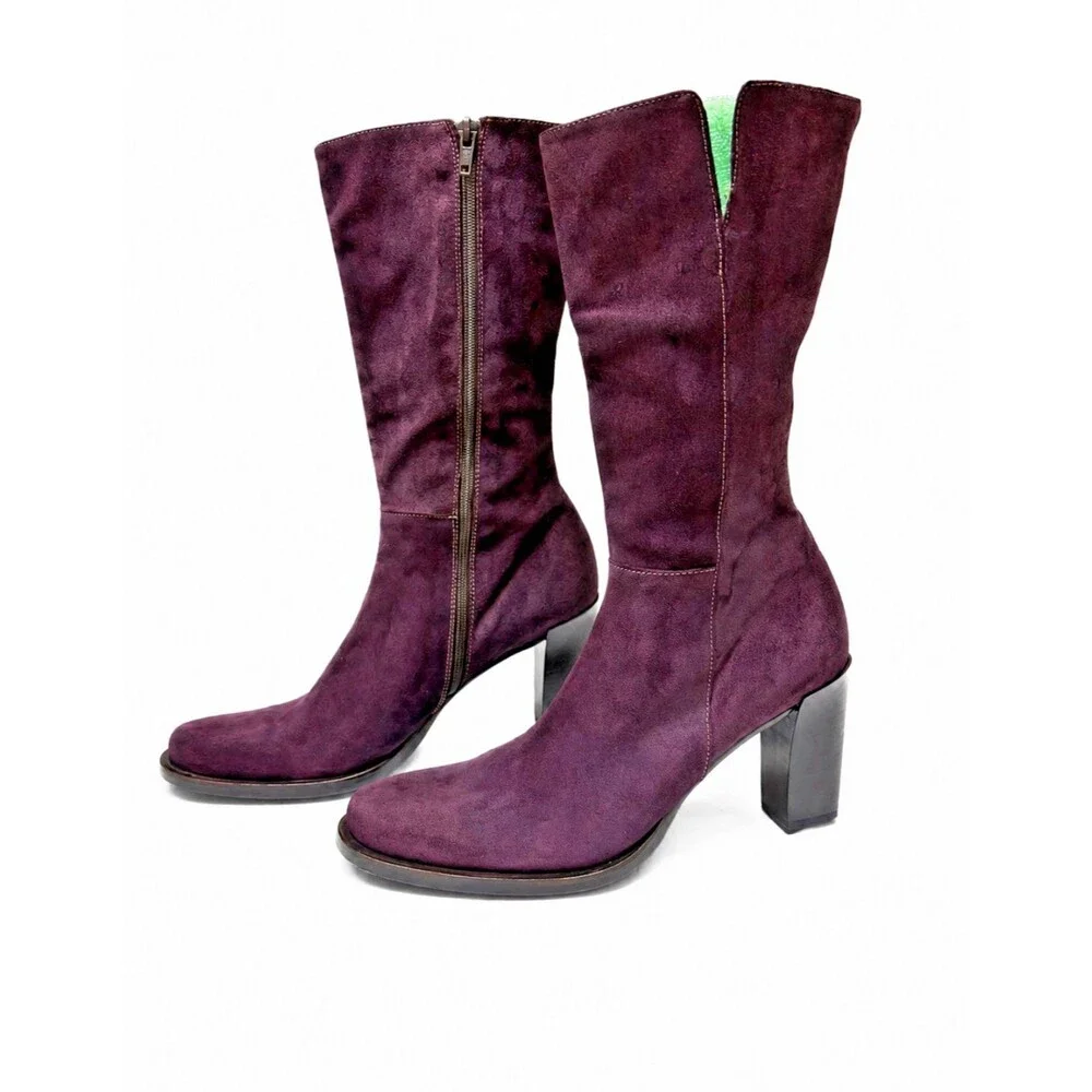 Banana Republic Mid Calf Suede Boots Vintage 1990's Re-Dyed Violet Purple